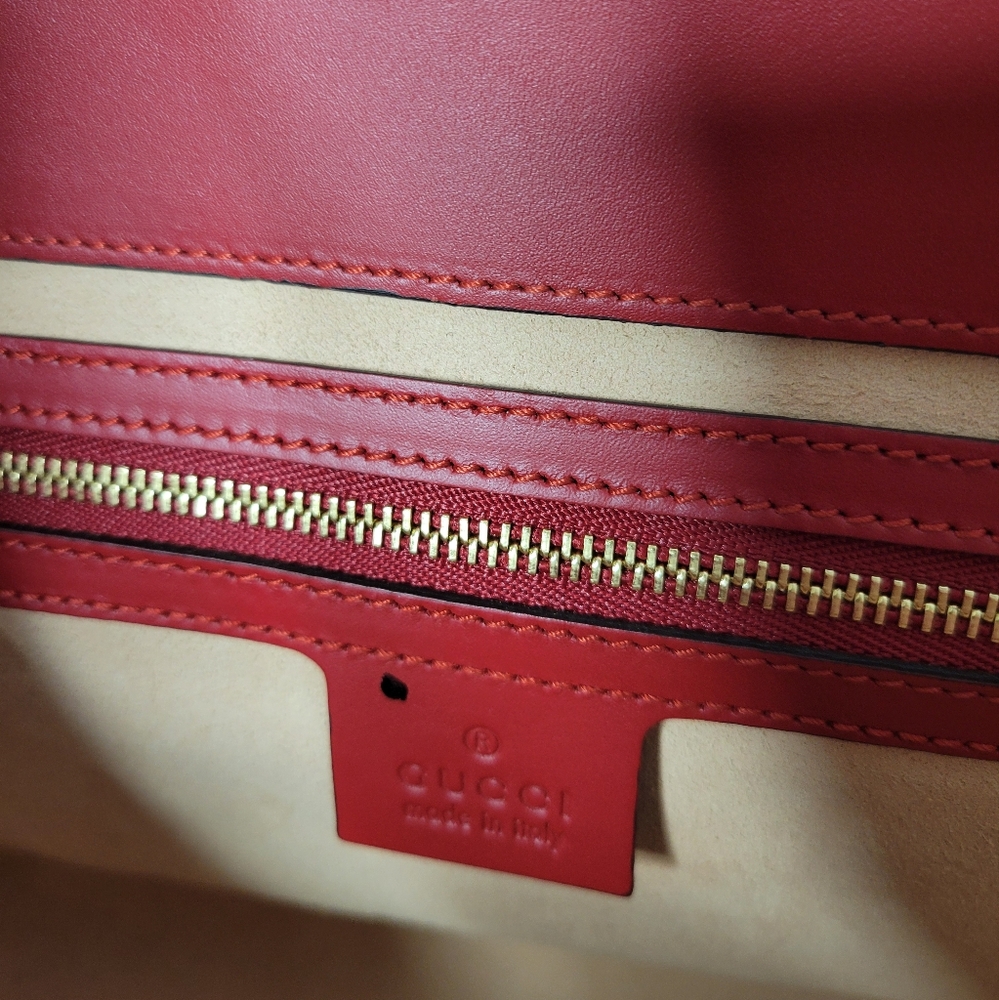 GUCCI Diana tote bag Nymphaea Nappa red with pearls on bamboo handles NWT - Picture 6 of 8
